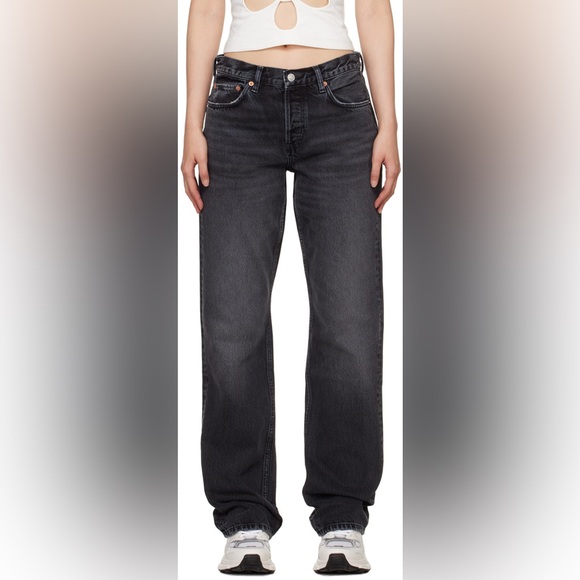 RE/DONE Easy Straight Denim in Black Vein Wash - Picture 2 of 6